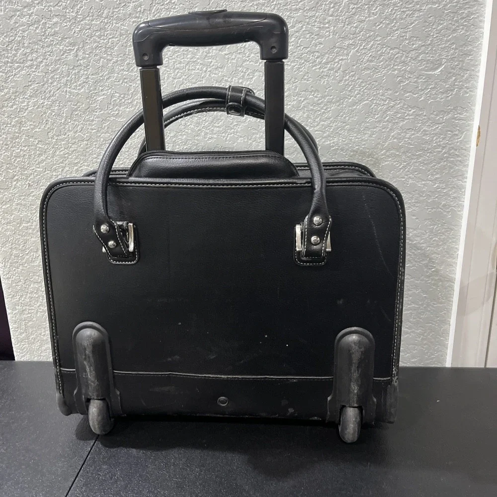 Samsonite Rolling Laptop Bag Womens Black Faux‎ Leather Professional Briefcase